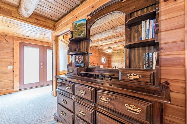 45 Chestatee River Rdg NE, Dahlonega, GA 30533 - detailed view of wooden ceiling, carpet flooring, and wood walls