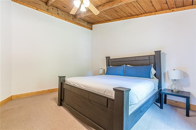 45 Chestatee River Rdg NE, Dahlonega, GA 30533 - carpeted bedroom featuring wood ceiling with exposed beams, baseboards, and ceiling fan