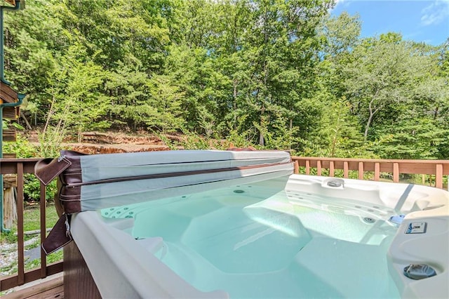 45 Chestatee River Rdg NE, Dahlonega, GA 30533 - view of swimming pool featuring a hot tub and a view of trees