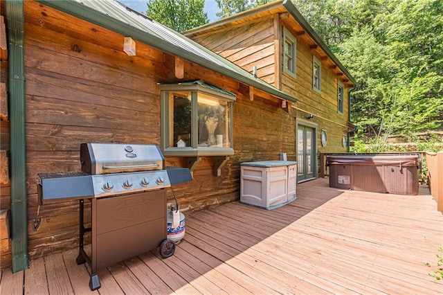 45 Chestatee River Rdg NE, Dahlonega, GA 30533 - wooden deck with a hot tub and area for grilling