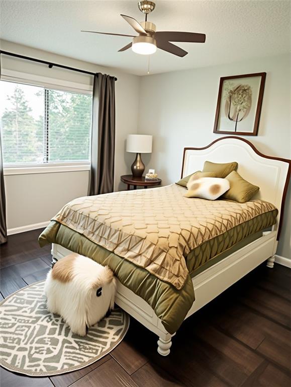 102 Cedar Chase Rd, Atlanta, GA 30324 - bedroom with ceiling fan and dark wood-type flooring