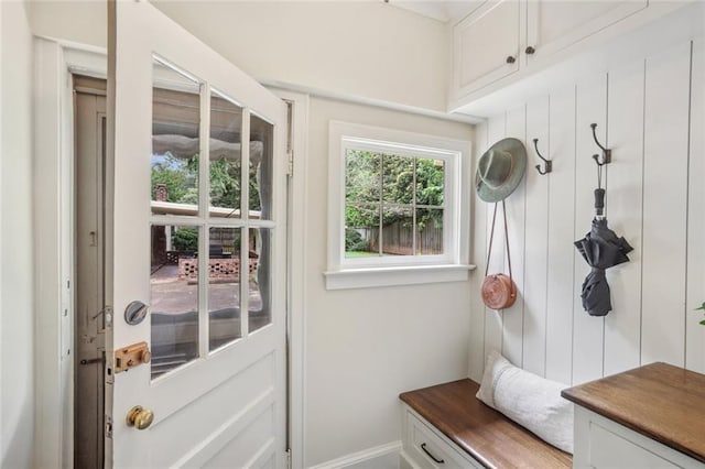 mudroom with baseboards
