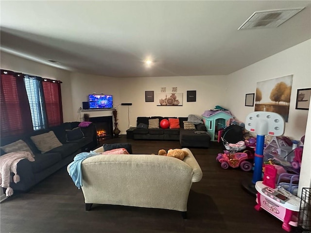 living room with hardwood / wood-style floors