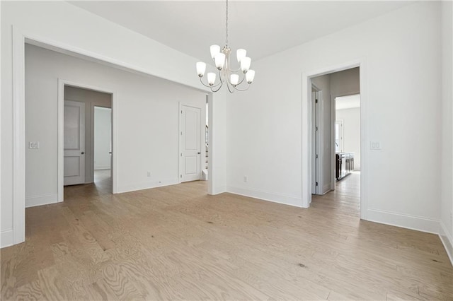 784 Keystone Dr, Woodstock, GA 30188 - empty room featuring a chandelier, light wood finished floors, and baseboards