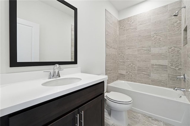 784 Keystone Dr, Woodstock, GA 30188 - bathroom with toilet, vanity, and tub / shower combination