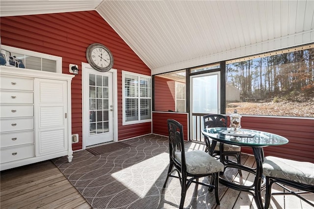 sunroom / solarium with lofted ceiling