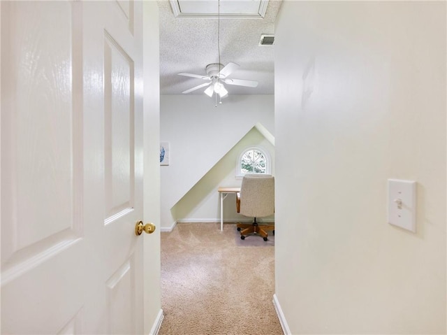 5020 Bayberry Dr, Cumming, GA 30040 - office featuring attic access, carpet, a textured ceiling, and ceiling fan