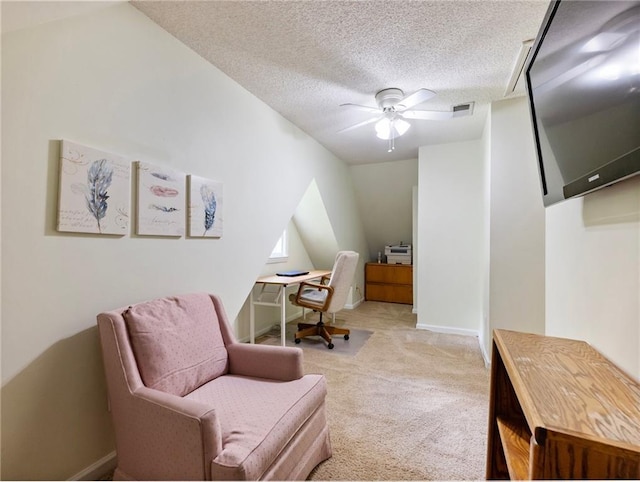 5020 Bayberry Dr, Cumming, GA 30040 - sitting room with carpet floors, a textured ceiling, and a ceiling fan