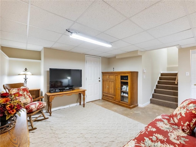 5020 Bayberry Dr, Cumming, GA 30040 - living room with stairway and a paneled ceiling