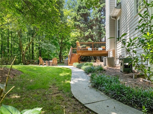 5020 Bayberry Dr, Cumming, GA 30040 - view of yard featuring a wooden deck and stairway