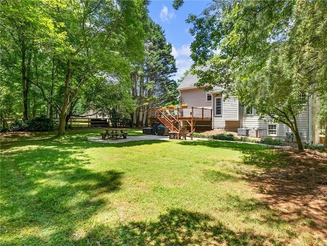 5020 Bayberry Dr, Cumming, GA 30040 - view of grassy yard featuring a deck