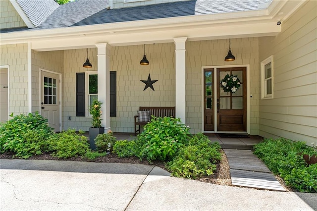 410 Longwood Ln, Alpharetta, GA 30004 - entrance to property with roof with shingles and a porch
