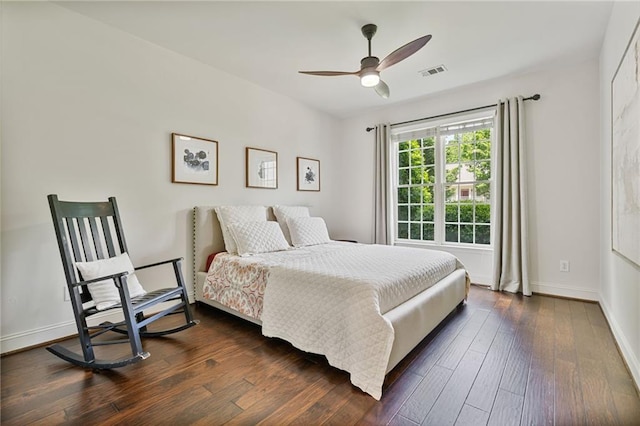 410 Longwood Ln, Alpharetta, GA 30004 - bedroom featuring dark wood-type flooring, baseboards, and a ceiling fan