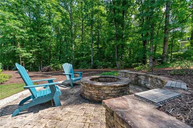 410 Longwood Ln, Alpharetta, GA 30004 - view of patio / terrace with a fire pit