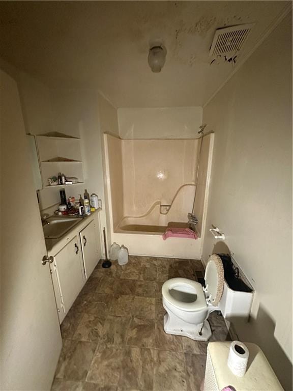 full bathroom featuring vanity, toilet, and shower / bath combination