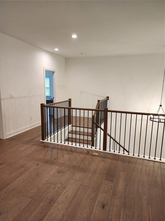 2949 Longbush, Duluth, GA 30097 - hallway featuring an upstairs landing, wood-type flooring, and recessed lighting