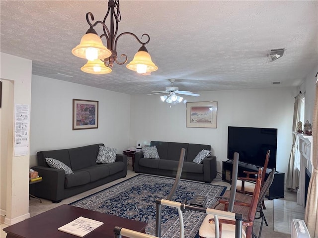 5421 Skylar Creek Ln, Buford, GA 30518 - living area featuring a textured ceiling and a ceiling fan