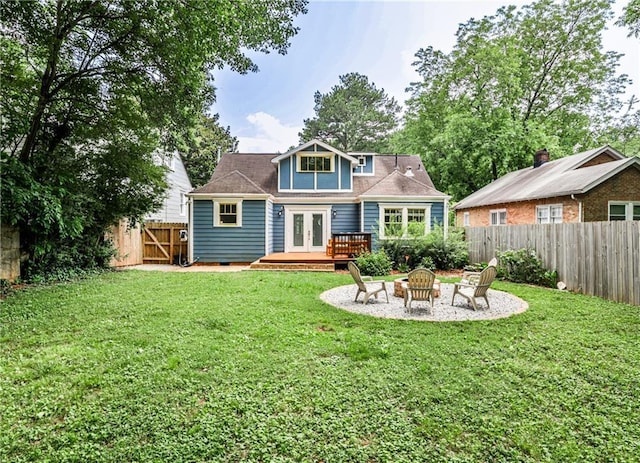 1136 Moreland Pl SE, Atlanta, GA 30316 - back of house with french doors, an outdoor fire pit, crawl space, and a patio