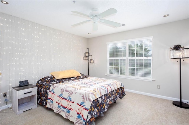 1122 Cotton Gin Dr, Woodstock, GA 30188 - carpeted bedroom featuring baseboards, recessed lighting, and ceiling fan