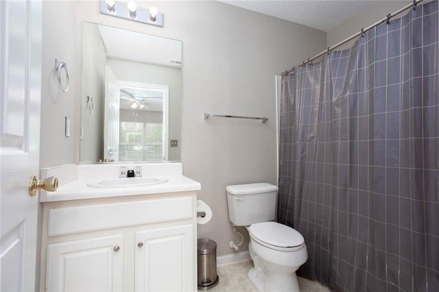 1122 Cotton Gin Dr, Woodstock, GA 30188 - full bath with toilet, vanity, curtained shower, and ceiling fan