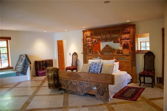 bedroom featuring recessed lighting