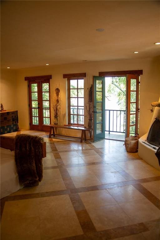doorway to outside with recessed lighting