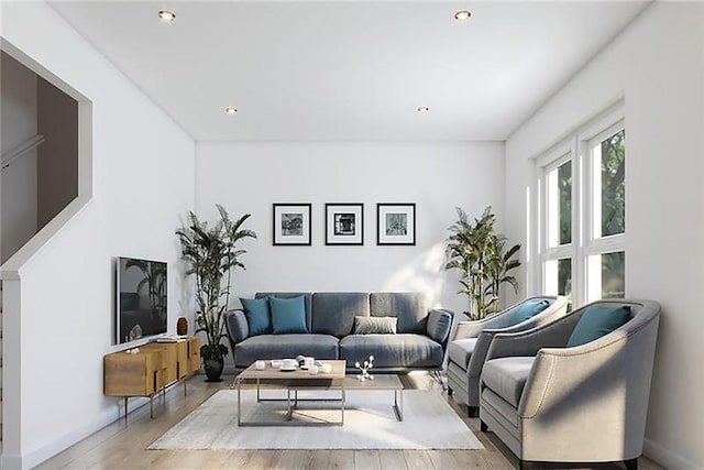 living room featuring light hardwood / wood-style floors