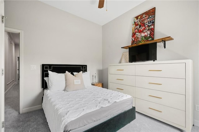 bedroom with carpet flooring and ceiling fan