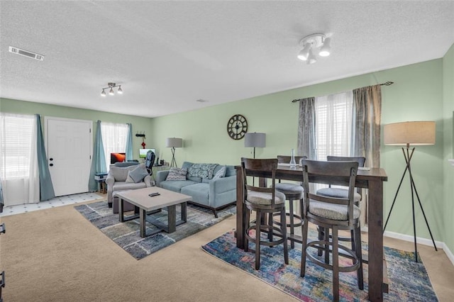 6178 Field Stone Dr, Douglasville, GA 30134 - living area with carpet floors and a textured ceiling