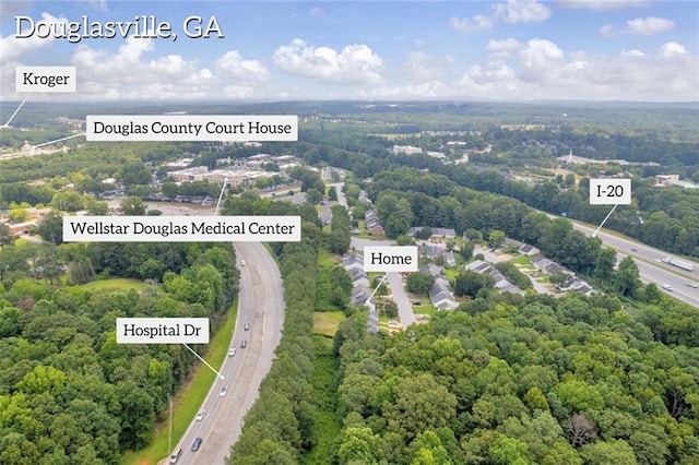 6178 Field Stone Dr, Douglasville, GA 30134 - bird's eye view of a highway and a forest