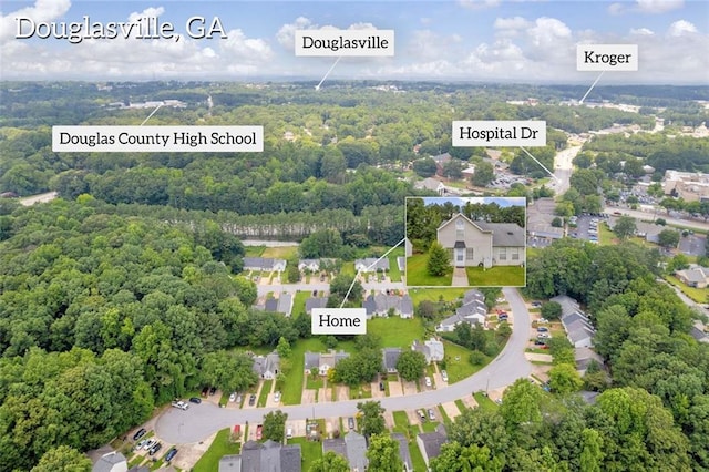 6178 Field Stone Dr, Douglasville, GA 30134 - aerial view of residential area with a forest