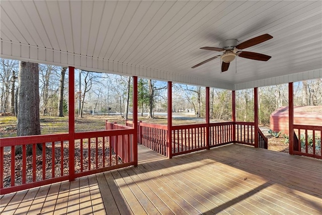 deck featuring ceiling fan