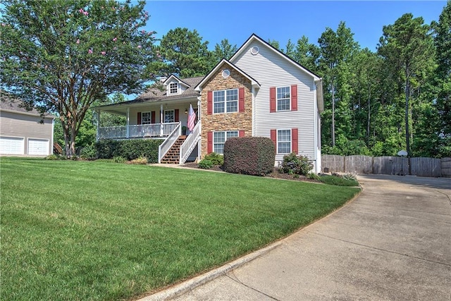 10 Alexandria Ln, Dallas, GA 30132 - view of front of home featuring stone siding, a porch, and stairs