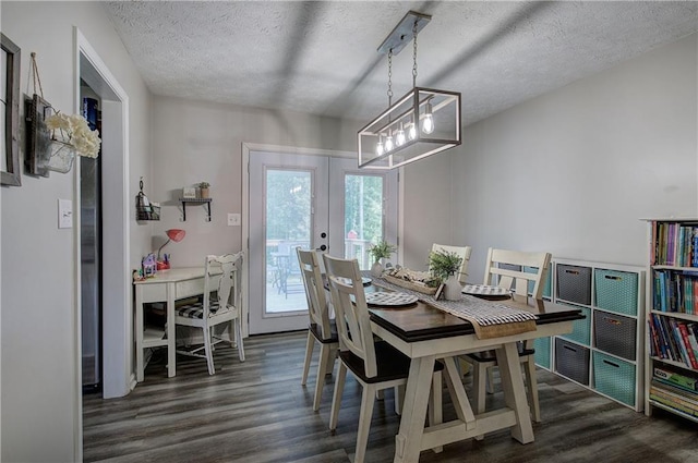 10 Alexandria Ln, Dallas, GA 30132 - dining space with dark wood-type flooring, french doors, and a textured ceiling