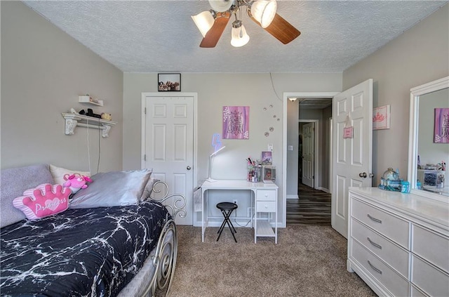 10 Alexandria Ln, Dallas, GA 30132 - carpeted bedroom with a textured ceiling and ceiling fan