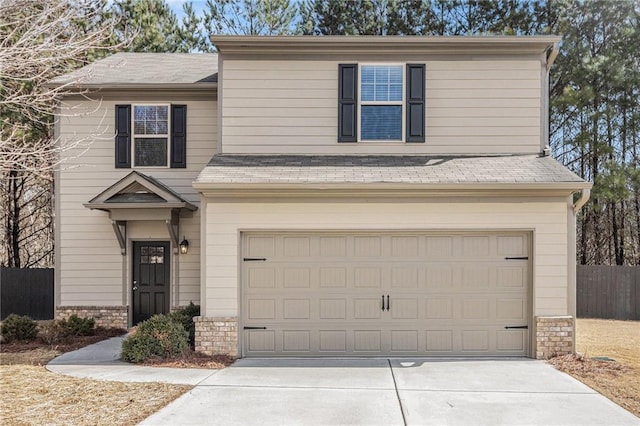 view of property featuring a garage