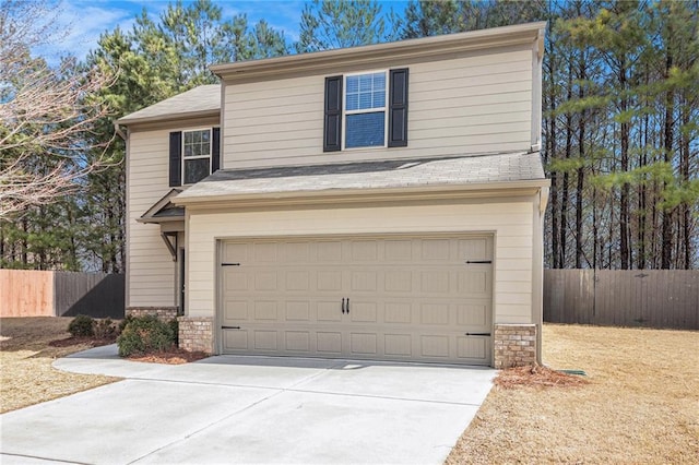 front facade with a garage