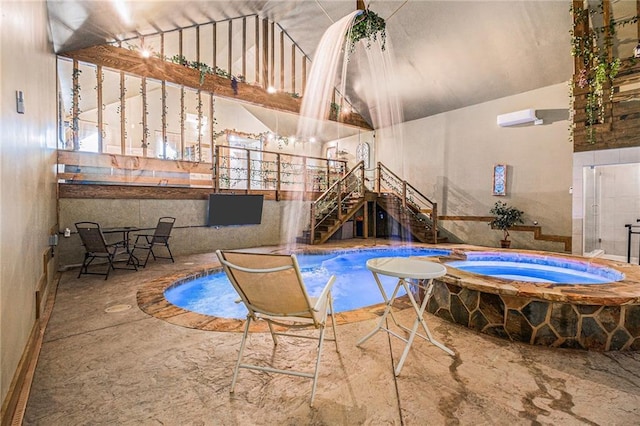 view of pool featuring an indoor in ground hot tub