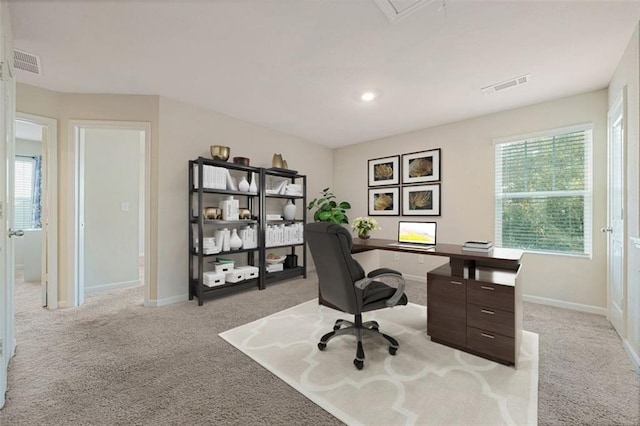 3530 Ridge Hill Pkwy, Douglasville, GA 30135 - office featuring light colored carpet, baseboards, and attic access