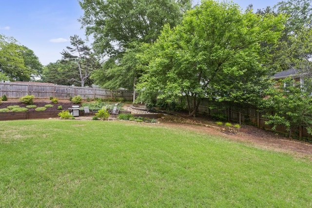 view of yard featuring a fenced backyard
