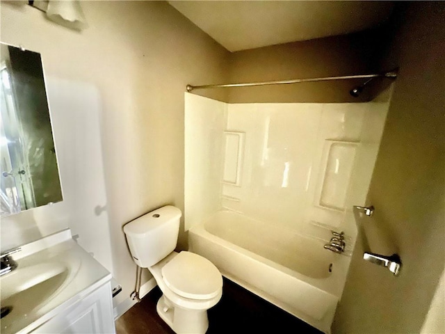 full bathroom featuring vanity, toilet, and shower / bathtub combination