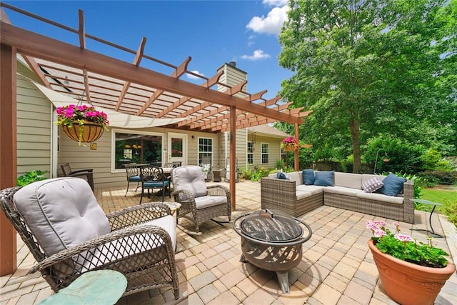 3633 Gilpin Ct, Lawrenceville, GA 30044 - view of patio / terrace with an outdoor living space with a fire pit and a pergola