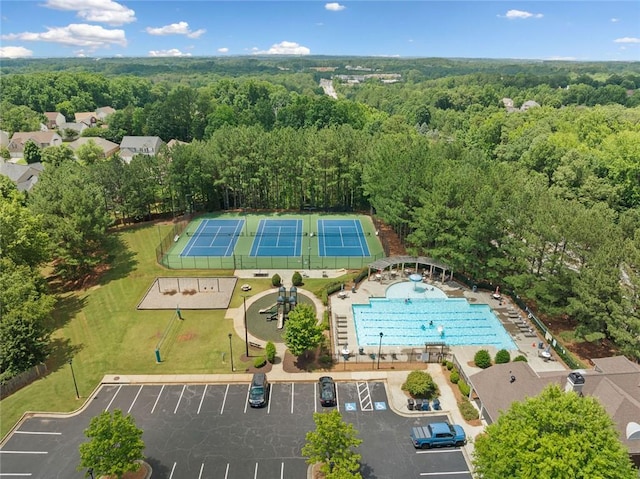 3633 Gilpin Ct, Lawrenceville, GA 30044 - aerial view of a heavily wooded area and a pool