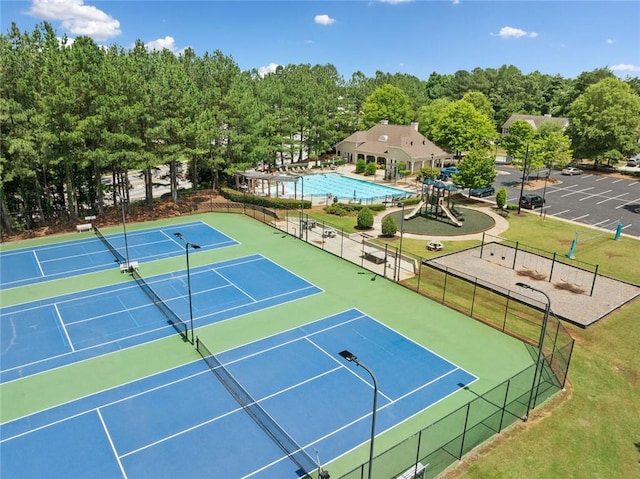 3633 Gilpin Ct, Lawrenceville, GA 30044 - view of tennis court with a pool
