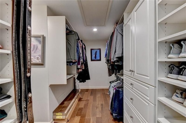 spacious closet with light wood-style flooring