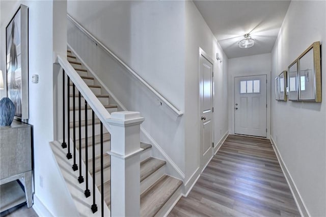 entrance foyer with hardwood / wood-style flooring