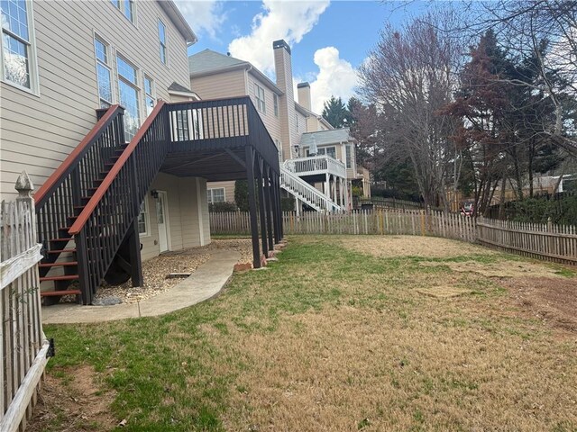 1919 Barrett Knoll Cir NW, Kennesaw, GA 30152 - view of yard with stairway and a deck