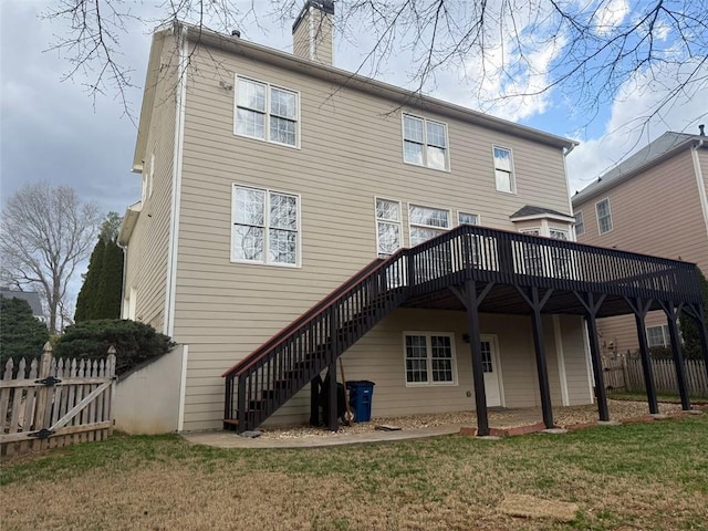1919 Barrett Knoll Cir NW, Kennesaw, GA 30152 - back of house featuring stairway, a deck, and a chimney