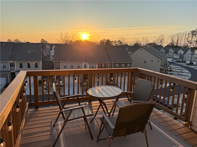 deck with a residential view