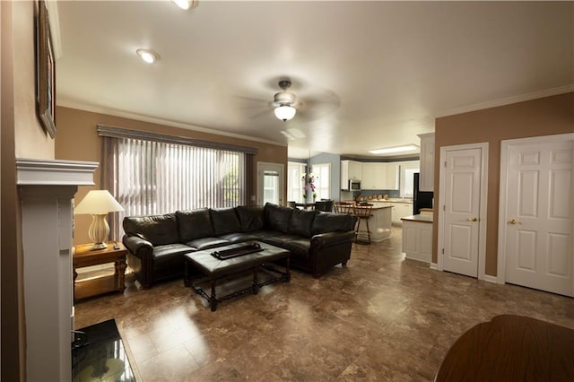 3071 Intrepid Wake, Marietta, GA 30062 - living area with a ceiling fan and crown molding